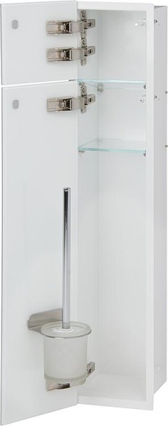 WC-Wandcontainer 2 graue Glastüren BxH: 178x825 mm Anschlag links innen weiß