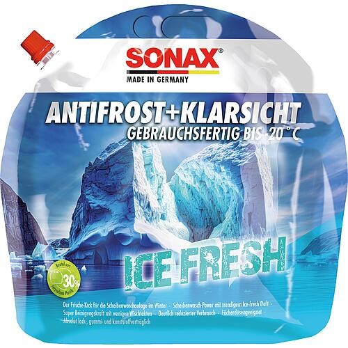 Winterscheibenreiniger SONAX AntiFrost + KlarSicht bis -20°C Ice-fresh 3l Standbodenbeutel 01334410