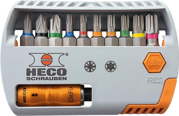 HECO-Bit-Selector, HECO- und Pozi-Drive, mit Farbcodierung 11-tlg. inkl. ClicFix