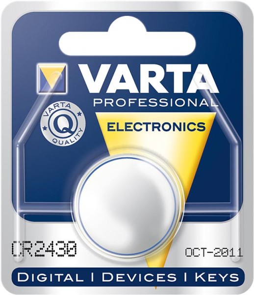 Varta Lithium Knopfzelle CR2430, 3,0 Volt 1er Blister