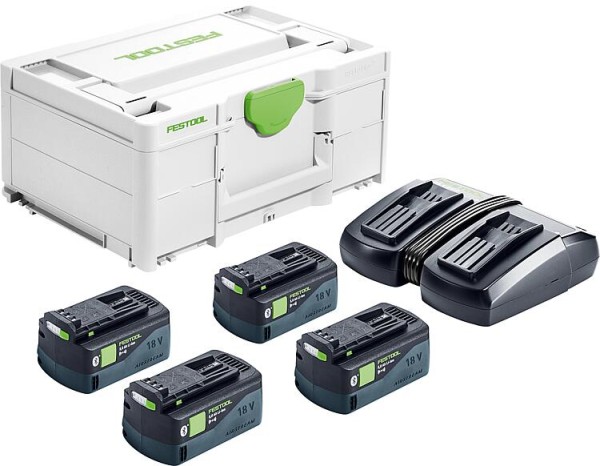 Akku-Set Festool SYS 18V 4x5,0/TCL 6 DUO, mit 4x 5 Ah Akkus und Ladegerät mit Transportkoffer