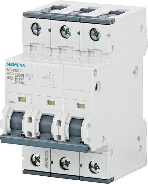 Leitungsschutzschalter Siemens, 10KA, 3-polig, B32A, 5SY4332-6