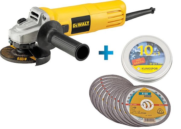 Winkelschleifer DeWALT mit 900 W DWE4117, Ø 125mm und 11x Trennscheiben, Ø 125mm