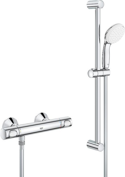 Brausethermostat-Set Grohe Grohtherm 500 Brausestange 900 mm, Handbrause Ø 100 mm und Brauseschlauch