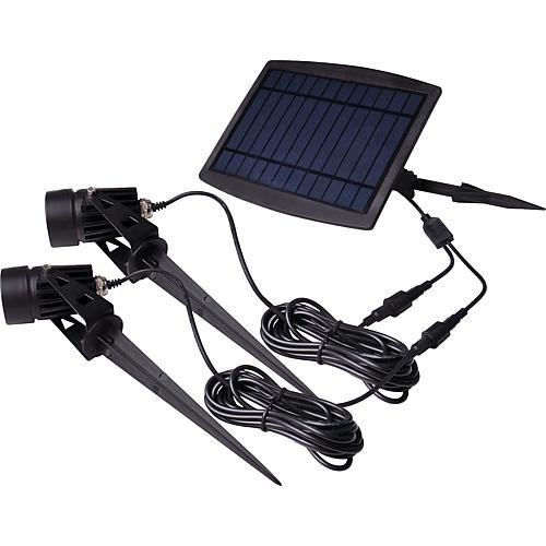 LED's Light Solar-Akku Beleuchtungs-Set 2x Spot 70lm mit 3m Kabel inkl. 2x Erdspieß