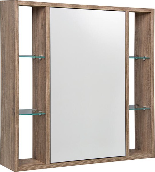 Spiegelschrank Lucky m. offenen Seitenteile und 1 Türe, mit E-Box, Nabucco Eiche, 740x750x160mm