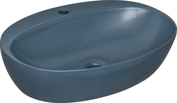 Aufsatz-Waschtisch Elanda 600x420mm Keramik mit Hahnloch Blue Royal Matt