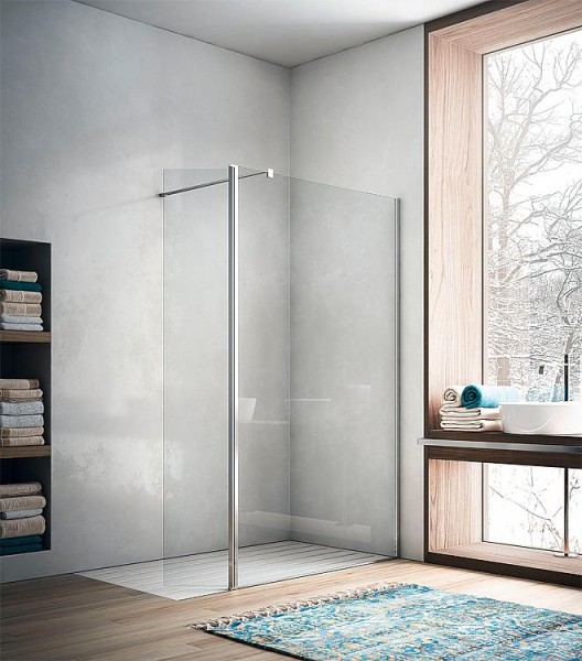 Walk-In Glasduschwand Eloa 2.0 675-690 mm, H:1950 mm + 300 mm Klappteil, gesamt 990 mm, Sigla 6 mm