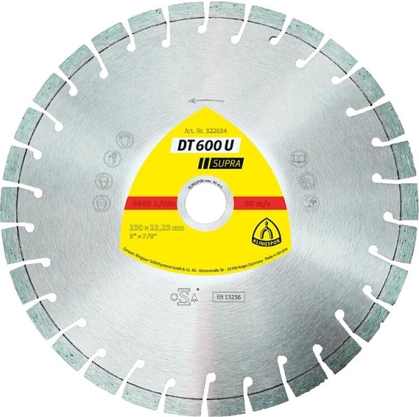 Diamanttrennscheiben Klingspor DT 600U, 115 x 2,4 x 22,23 mm 13 Segmente