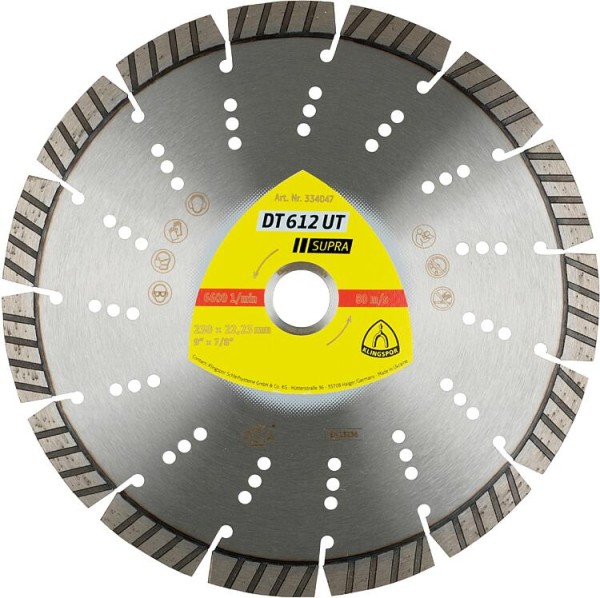 Diamanttrennscheiben Klingspor DT 612 UT, 230 x 2,6 x 22,23 mm 15 Segmente