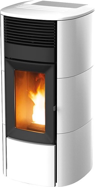 Pelletofen Club Comfort Air 12 M3 Maestro Grundgerät mit Verkleidung Keramik Weiß, 11,9 KW