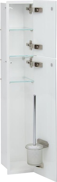 WC Wandcontainer innen weiß 2 weißen Glastüren 2 Leerfächer 180x975mm rechts