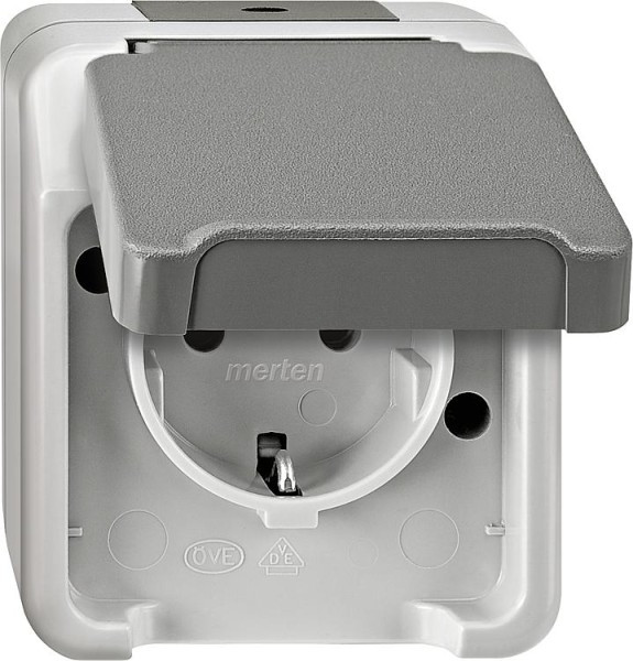 Schuko-Steckdose Aquastar Merten,IP44,AP, lichtgrau 1 Stück