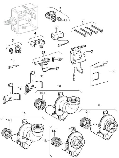 Geruchsverschluss mit Sensor Abgang horizontal d50 Geberit 242.150.00.1