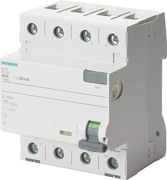 FI-Schutzschalter Siemens, 4-polig, TypF, 40A, 30mA, 5SV3344-3