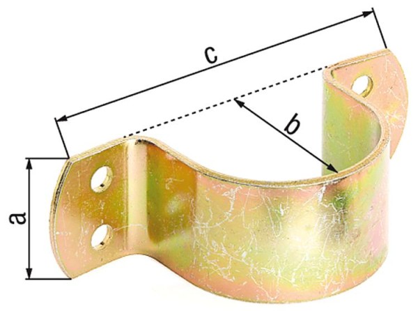 Rohrschelle für Ø 44,5 mm und 1 3/4", 40 mm breit, Gelb verzinkt