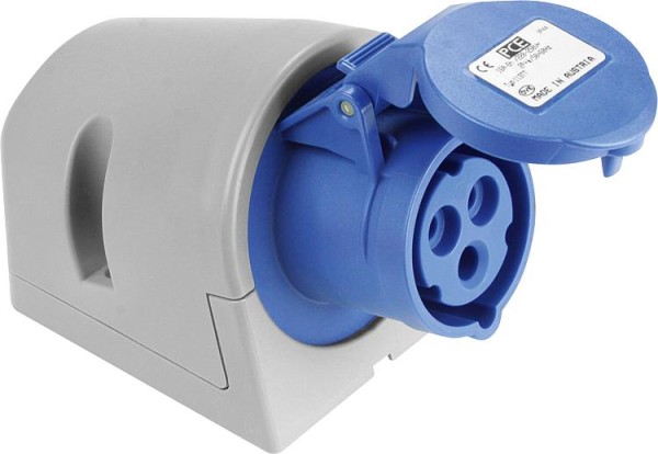 CEE-Wandsteckdose Turbo IP44 230V, 16A blau/grau, schraublos