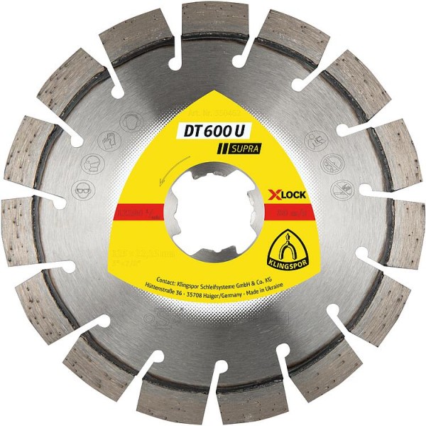 Diamanttrennscheiben Klingspor DT 600 U, 125 x 2,4 x 22,23 mm, 15 Segmente, X-LOCK