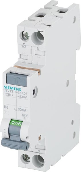 FI/LS Schalter Siemens, 6kA Typ A, B6, 30mA, 1 TE 5SV1316-6KK06