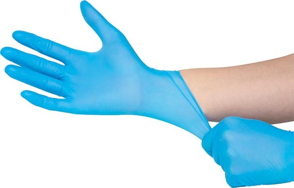 Nitril-Handschuh gepudert, 24 cm lang blau, Größe M / VPE 100 St.