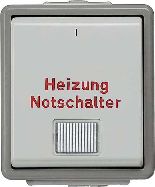 Aufputz-Heizungsnotschalter m. Fenster/75 mm x 66 mm x 54 mm 1-polig/ Schutzart