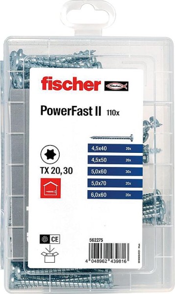 Schraubensortiment, Meisterbox PowerFast II, PanHead Vollgewinde, Torx®, 110- teilig