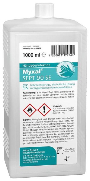 Händedesinfektionsmittel MYXAL SEPT 90 SE 1l Hartflasche