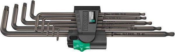 Winkelschlüsselsatz WERA 9-teilig, TORX® T8 - T40, kurz und lang, BlackLaser