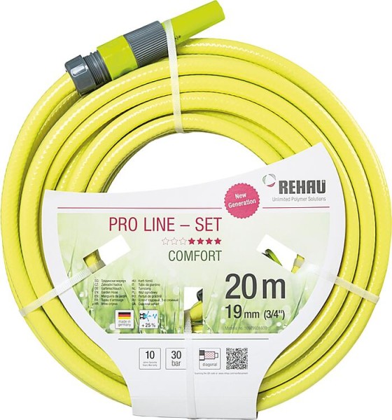 Wasserschlauch-Set Pro Line Gelb 19mm 3/4" 20m mit Armatur