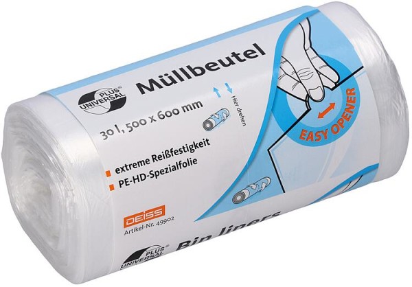 UNIVERSAL PLUS ® - Müllbeutel aus HDPE 30 l, VPE 100 Stück