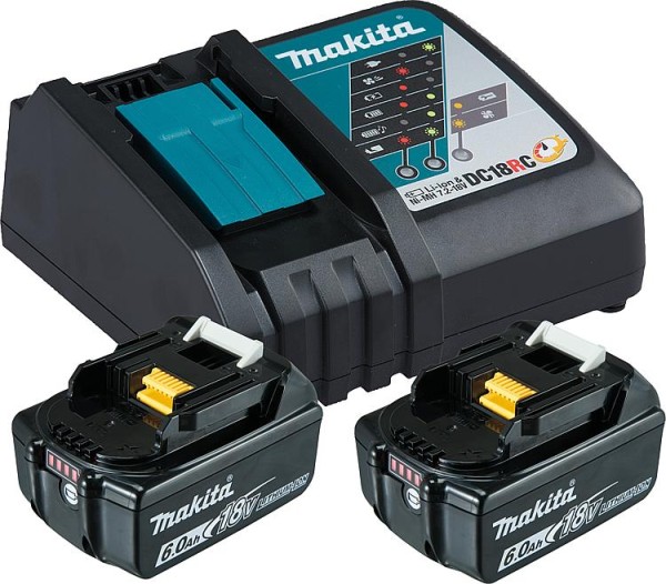 Akku-Set MAKITA 18V mit 2x 6,0 Ah Akkus und Schnellladegerät