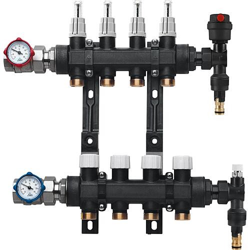 Fussbodenheizungsverteiler DN25 (1") Kunststoff, 3 Heizkreise