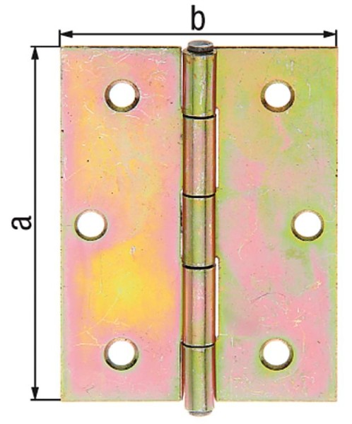 Scharnier, 80x58x1,5mm gelb verzinkt