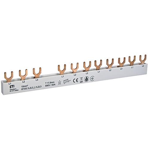 ETI Kupferschiene, Phasenschiene, 3-polig, IZ10/L1L2L3_L1L2L3 2921277