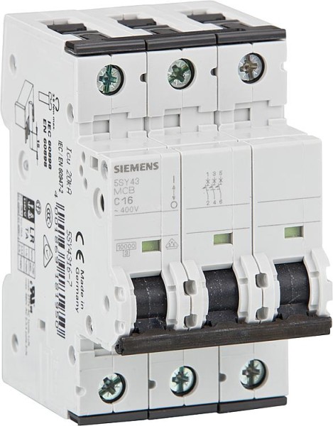 Leitungsschutzschalter Siemens, 10KA, 3-polig, C16A, 5SY4316-7