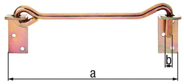 Sturmhaken mit Gegenplatte zum Anschrauben, 280 mm, ø 12 mm, Gelb verzinkt