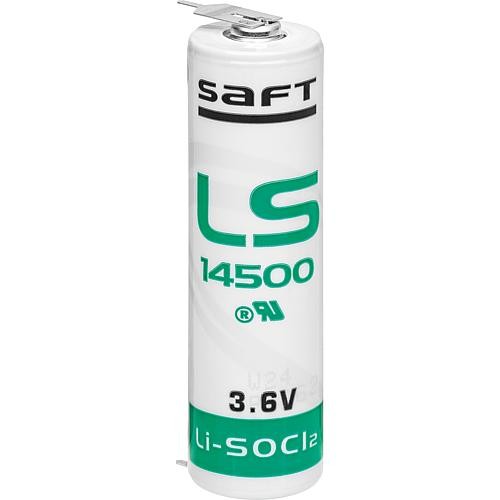 Saft Lithium Batterie 3,6V LS14500-2PF AA - Zelle 1/1 pin +/-