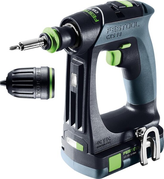 Akku-Bohrschrauber Festool CXS 18 C 3,0-Plus, 18 V mit 2x 3,0 Ah Akkus und Ladegerät