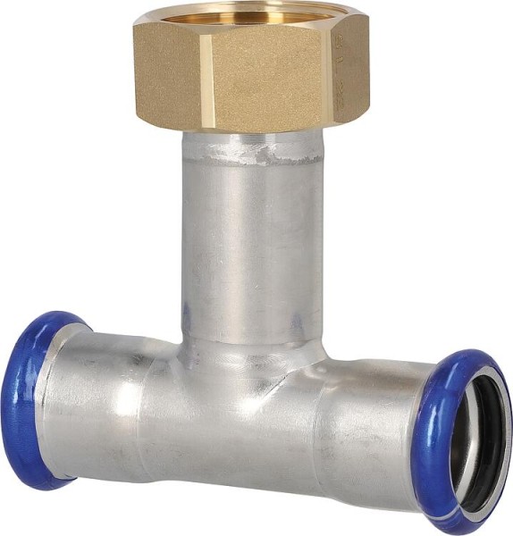 Edelstahl-Pressfitting M-Kontur T-Stück mit Überwurfmutter, 22 - DN25 (1") - 22mm