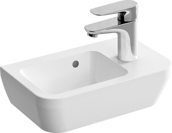 Handwaschbecken VitrA Integra mit Hahnloch 370 x 220 mm HL rechts m. Überlauf Weiß