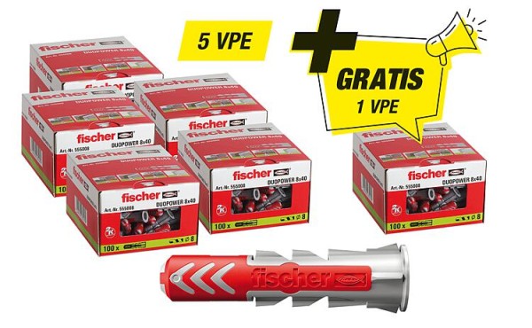 Fischer-Aktions-Set best. aus 5 x 94 119 91 +Gratis 1x 94 119 91 Dübel Duopower