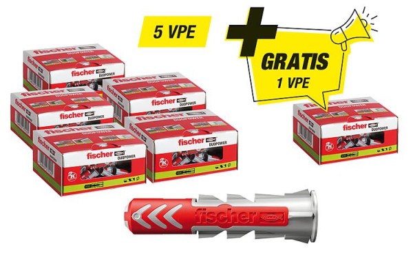 Fischer-Aktions-Set best. aus 5 x 94 119 90 +Gratis 1x 94 119 90 Dübel Duopower