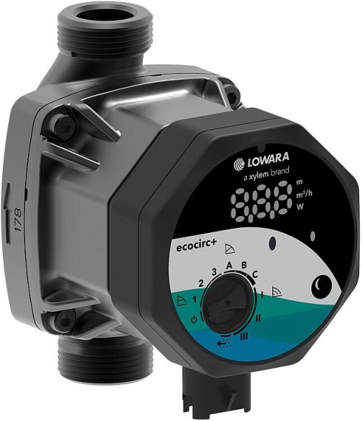 Heizungs-Umwälzpumpe Lowara ecocirc M+ 15-6, DN15 (1/2"), PN10, 230V, Baulänge 130mm