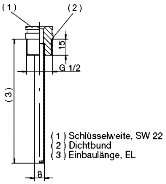 Schutzrohr für 1 Fühler EL: 100 mm Edelstahl