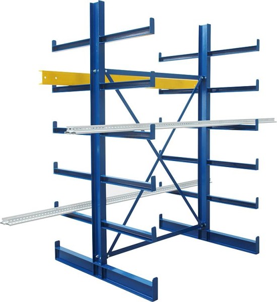 Kragarmgrundregal doppelseitig mit 12 Ebenen, 2000x1250x1240mm, Feldlast 2400Kg