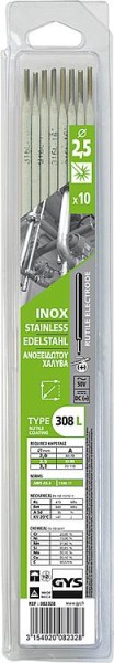 Stabelektrode d=2,5mm für Edel- stahl 308L, im Kunststoffblister, VPE = 10 Stück