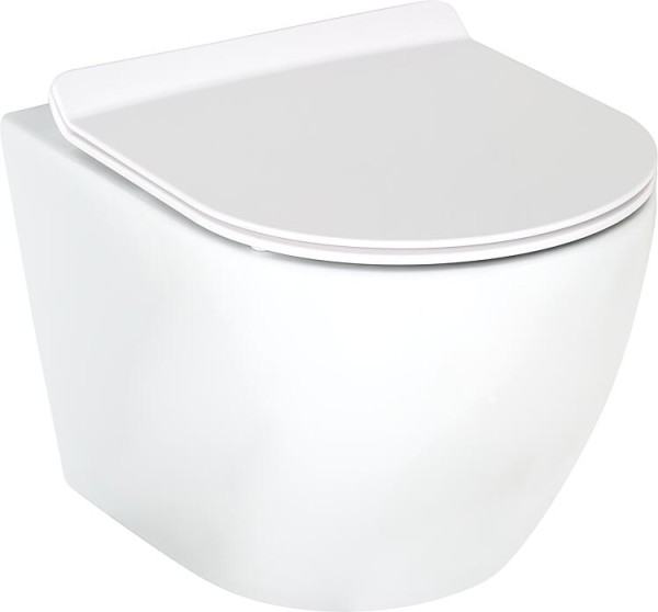 Combi-Pack Arax Wand-Tiefspül WC Spülrandlos mit Silent Flush 370x370x485mm +WC-Sitz weiß glänzend