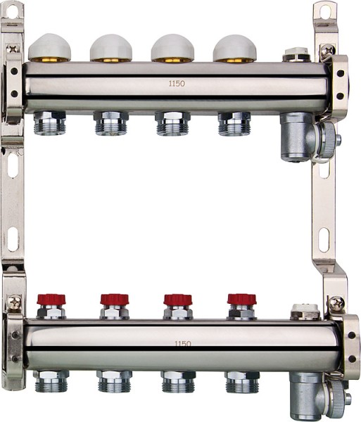 Heizkreisverteiler Edelstahl integrierte Ventile DN25 1 mit 2 Heizkreisen