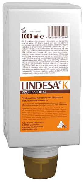 Hautschutz- und Pflegecreme GREVEN LINDESA Professional Kamille 1l Varioflasche