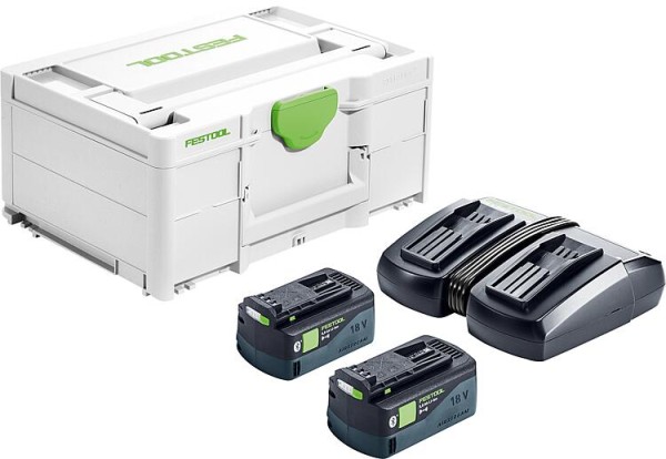 Akku-Set Festool SYS 18V 2x5,0/TCL 6 DUO, mit 2x 5 Ah Akkus und Doppelladegerät mit Transportkoffer